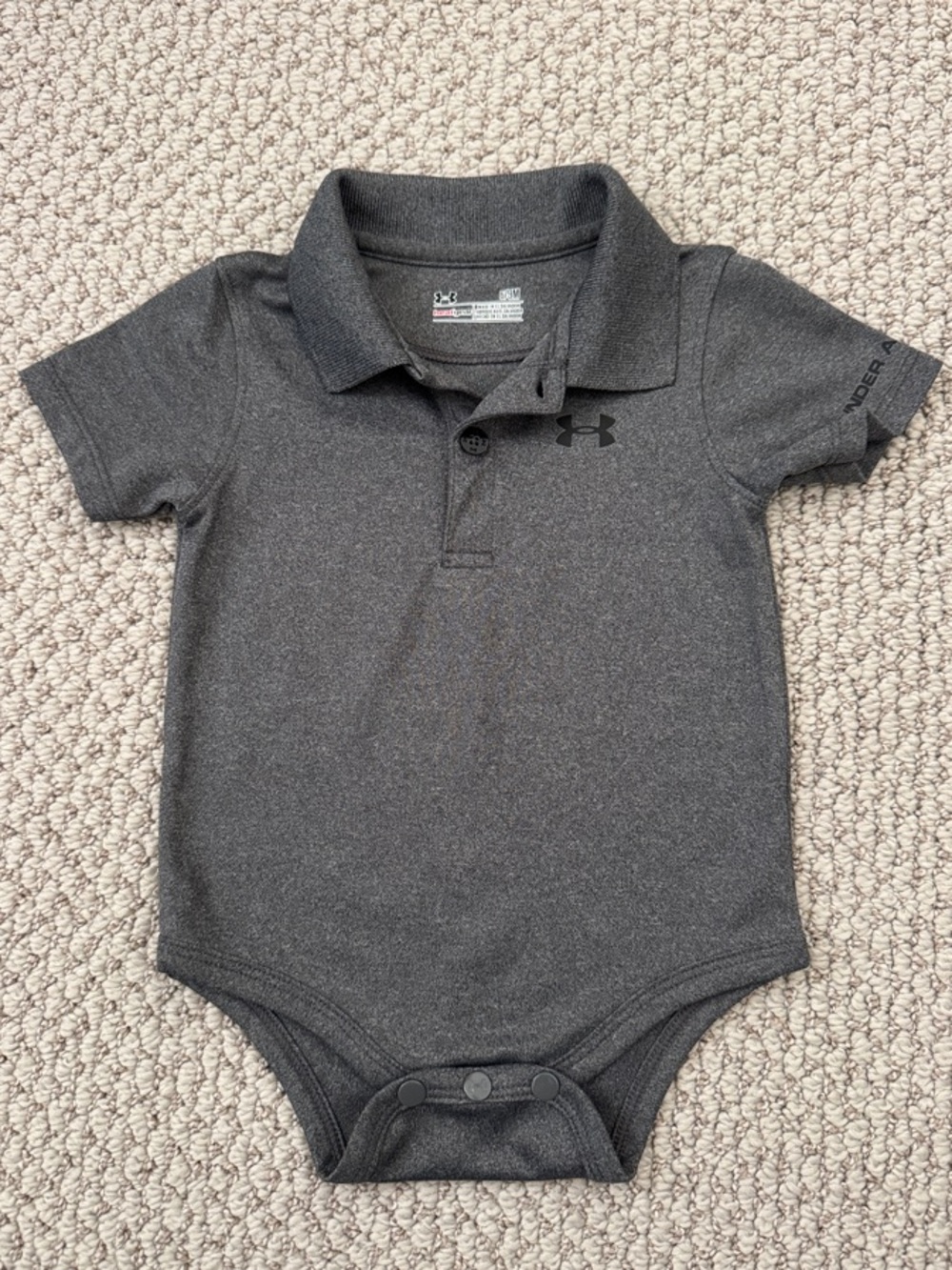 LIKE NEW Under Armour Charcoal Gray Polo Onesie (Size 6-9 months)